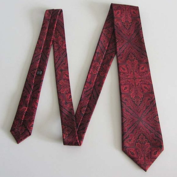 STEFANO RICCI red/blk paisley motif tie 100% silk - Picture 3 of 5